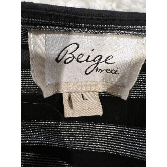 Beige By ECI NY Women's Gray Black Striped Knee Length Stretch Dress Large - Picture 5 of 7